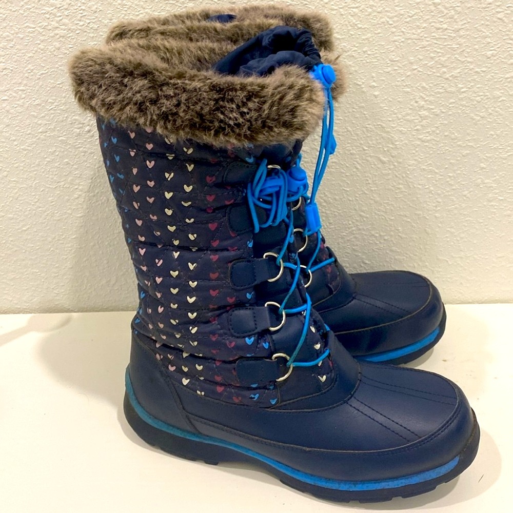 Land's End  Navy Stars Snowflake Sherpa Insulated Winter Snow Boots | Size 6M